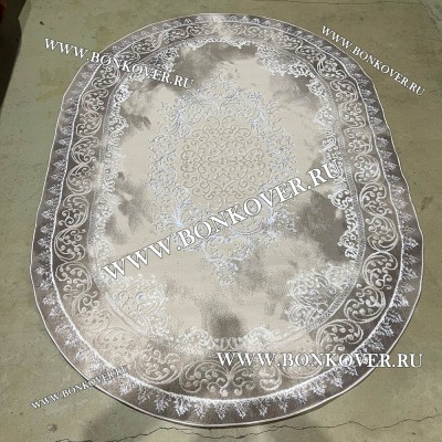 Современный Турецкий Ковер Дизайн 183 Бежево-Коричневый Овал