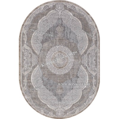 Классический ковер дизайн 85 Серый с коричневым Овал